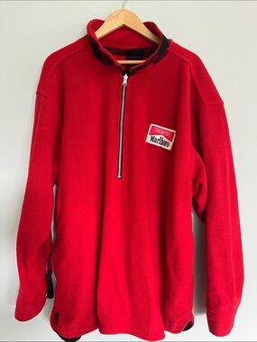Marlboro Bright Red Quarter-Zip Fleece Pullover reversible